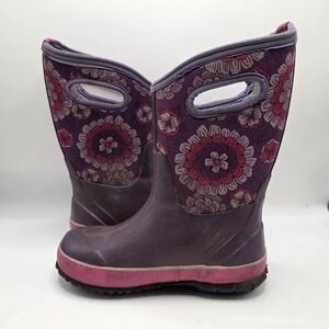 Bogs Kids Floral Waterproof Winter Size 2Y Boots Purple Insulated Cold Weather